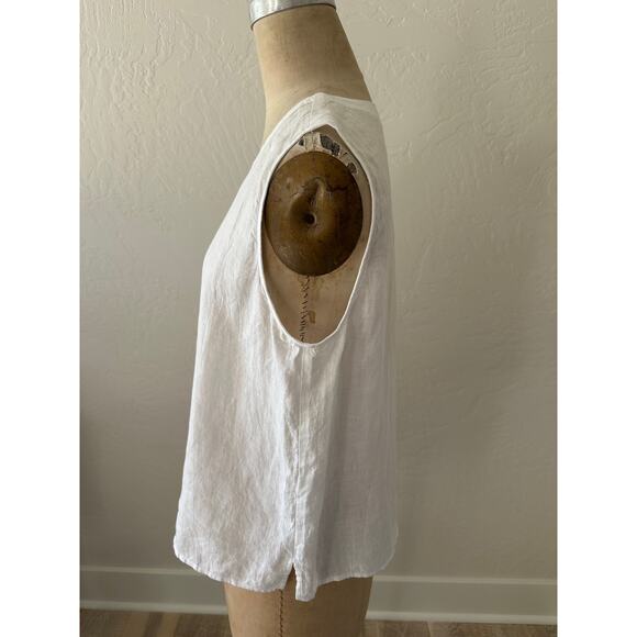 EILEEN FISHER Womens Petite 100% Organic Linen Sleeveless Tunic Size Small White - Picture 4 of 7